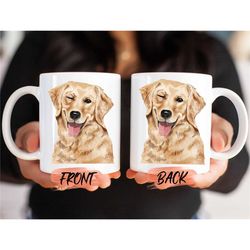winking golden retriever mug, golden retriever mug for men and women birthday, dog mom mug, dog dad mug, cute retriever
