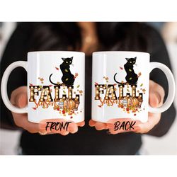 black cat fall mug, black cat halloween mug for cat lovers halloween gift, black cat mug, halloween cat mug, spooky seas