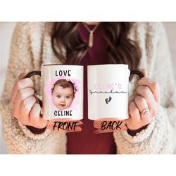 custom baby face photo mug, baby photo gift mug for grandma birthday gift, mug with baby face, baby face mug, child face