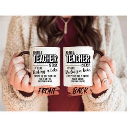 teacher mug, being a teacher is easy mug for teachers end of school year gift, teacher gift, funny teacher mug for profe