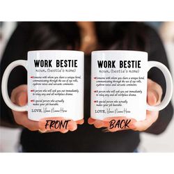 work bestie coworker mug, work bestie definition mug for coworker christmas gift, best work friend, work bestie mug for