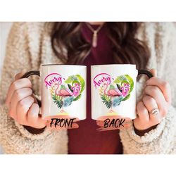 flamingo gift, flamingo mug with name for flamingo lover birthday, custom flamingo mug, flamingo coffee cup for man and