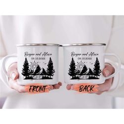 mr and mrs mugs, mr and mrs enamel mug for couple engagement, custom camp mug, couple enamel mug for men and women