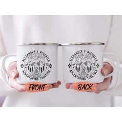 mr and mrs mugs, adventure together mug for couple wedding, custom camp mug, adventuring together, couple camp mug for w