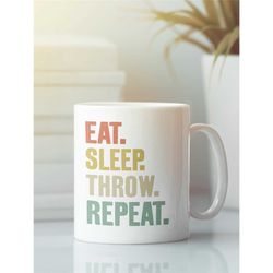 eat sleep throw repeat mug, discus mug, shot put gifts, discus thrower, track and field, javelin mug, track field throwe