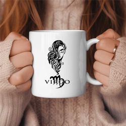 virgo coffee mug, zodiac birthday gift for her, horoscope ceramic mug