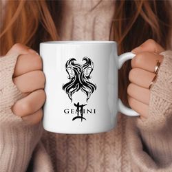 gemini coffee mug, zodiac birthday gift for her, horoscope ceramic mug