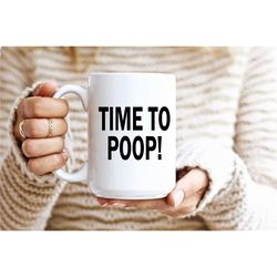 time to poop mug. time to poop hidden message. funny mug. joke mug. funny gift. potty gift. funny coffee mug md