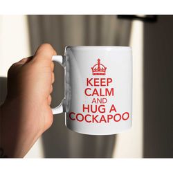 cockapoo mug gift - keep calm and hug a - nice fun cute retro style novelty cup present