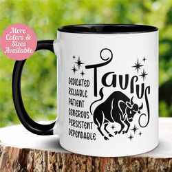 taurus mug, zodiac mug, april may birthday mug, taurus zodiac mug, astrology taurus traits, tea coffee cup, gift for tau