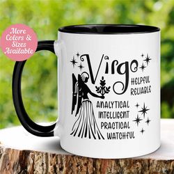 virgo zodiac mug, august september birthday mug, horoscope astrology gift, virgo traits, celestial coffee mug, gift for