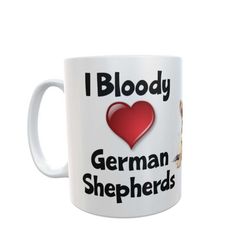 german shepherd mug gift - i bloody love heart - nice funny cute novelty pet dog owner cup present