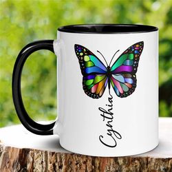 butterfly mug, personalized mug, custom name mug, personalized name mug, custom coffee mug, personalized coffee mug, 069