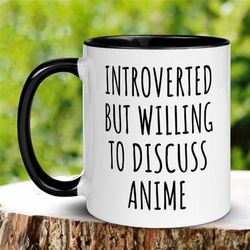 anime gifts, anime merch, anime mug, introvert mug, anime cup, anime coffee mug, funny mug, introverted but willing to d