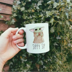 sippy sip mug - baby yoda coffee mug, best yoda gift - gift for her - gift for him