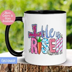 christian gifts, christian mug, he is risen, easter mugs, christian coffee mug, jesus mug, scripture mug, easter coffee