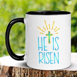 christian mug, he is risen, easter mugs, christian coffee mug, jesus mug, scripture mug, easter coffee cup, easter gift,