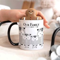 personalised family tree mug, mum dad family mug gift, owl lover gift mug, mum dad owl mug, birthday gift mum dad, daddy