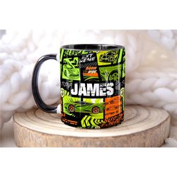 racing cars personalised boys mug, personalised mug, cars lover gift, mug gift for boy, racing cars gift for boy, teenag