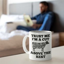 butcher mug, novelty butcher mug, unique butcher mug, butcher, meat cutter, butcher mug for boyfriend, butcher mug for g