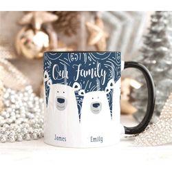 personalised family portrait mug, secret santa gift, polar bear gift mug, dad xmas mug, xmas gift mum dad husband, daddy