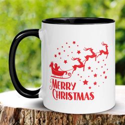 santa claus mug, santa sleigh, christmas gifts, christmas mug, reindeer mug, christmas party, holiday mug, merry christm