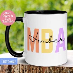 graduation gifts, personalized mba mug, mba graduation mug, mba gift mug, customized mug, custom name mug, masters mug,