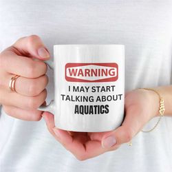 warning aquatics mug, aquarium mug, aquatics mug, unique aquarium mug, aquatics, fish keeper, aquarium, fish, fish pond