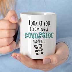 future counselor mug, panda, gift for therapist to be, appreciation, thank you gift, becoming bcba, cbt birthday, aba wo