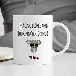 personalized counselor mug, koala, custom gift for therapist, bcba birthday, cbt work, aba, family therapy appreciation,