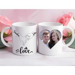 personalized valentines day mug - custom name coffee mug,valentines day holding hands mug, gift for her/him, anniversary