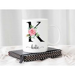 custom personalized mug, custom monogram mug, personalized gifts, christmas gifts, company logo, personalized floral nam