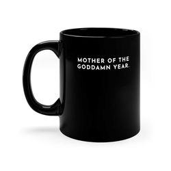 mother of the year 11oz black mug
