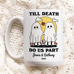 custom ghost mug, personalized couples wedding cup, gothic wedding gift, cute valentines anniversary gift idea, cottagec