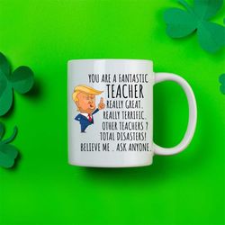 funny fantastic teacher coffee mug, teacher trump gifts, best teacher ever birthday gift, teacher gag gift ideas, unique