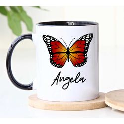 butterfly mug - butterfly gift for women - personalized butterfly coffee cup - custom name coffee mug - butterfly lover