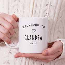 promoted to grandpa personalized coffee mug, custom grandpa cup, pregnancy announcement, new papa gift, grandparents day