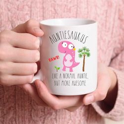 auntie gift | auntie mug | auntiesaurus| auntie dinosaur mug | birthday christmas gift for aunt| bad influence mug | fun