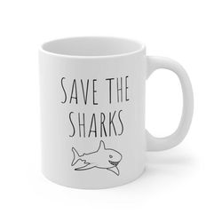 extinction animals save the sharks mug, shark lover gift, shark coffee cup, shark gifts, shark week, endangered animal
