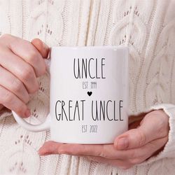 great uncle mug - pregnancy announcement, pregnancy reveal, great uncle gift, new baby, baby reveal gift, custom new gre
