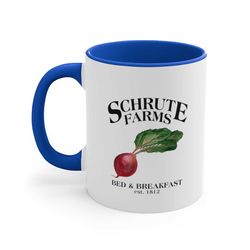 schrute farms coffee mug, the office tv show funny schrute farms bed and breakfast beet mug, microwave and dishwasher sa
