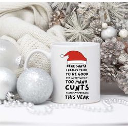 santa i tired but too many cunts tested my patience this year/ vulgar christmas mug/ christmas exchange/ mug exchange/ g