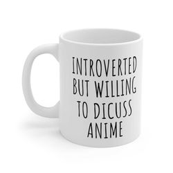 anime mug, anime coffee mug, anime gift, anime cup, japanese mug, anime lover gifts, manga mug, introverted but willing