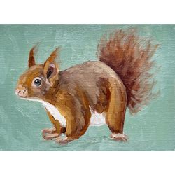 Squirrel Painting Animal Portrait Original Oil Painting For Animal Lover