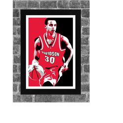 davidson wildcats stephen curry portrait sports print art 11x17