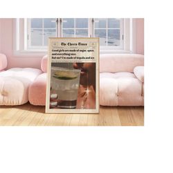 trendy newspaper print, y2k poster, dorm decor, preppy girl wall art, tequila quotes poster, printable artwork