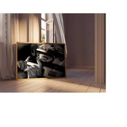 ayrton senna print | mclaren f1 wall art | formula 1 poster | black and white racing decor | motorsport art
