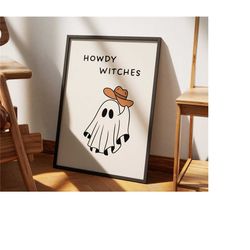 halloween and western poster howdy witches printable wall art