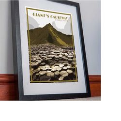 giants causeway print poster canvas antrim wall art ireland uk artwork giant's beach surf picture gift home decor retro