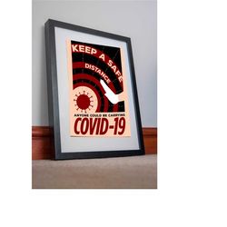 covid 19 print poster canvas keep a safe distance virus pandemic funny motivation office bathroom safety health and safe